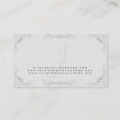 Floral Elegant White Damasks & Gray Frame Business Card (Back)