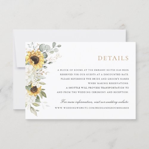 Floral Elegant White Hydrangea Sunflowers Details Invitation