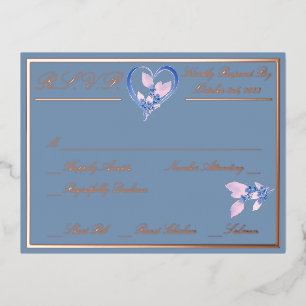 Floral Elegant White Wedding RSVP Rose Gold Foil Invitation Postcard