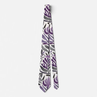Floral Elements in Purple  Neck Tie