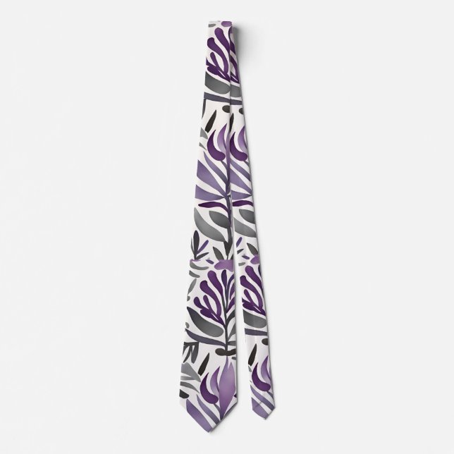 Floral Elements in Purple  Neck Tie (Front)