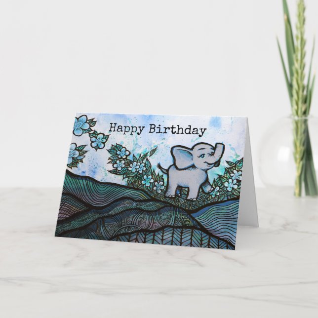 Floral Elephant Art                                Card (Front)