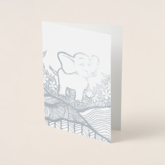 Floral Elephant Art                                Foil Card
