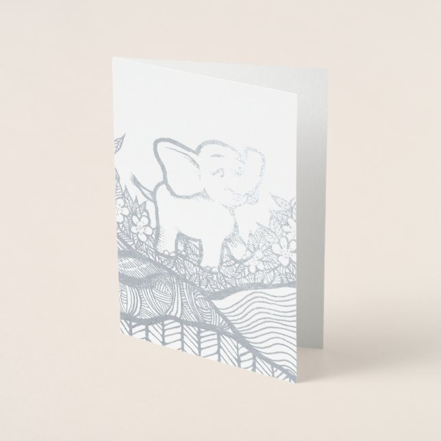 Floral Elephant Art                                Foil Card (Front)