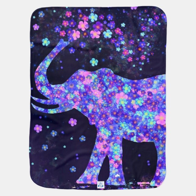 Floral Elephant Baby Blanket (Back)