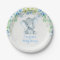 Floral Elephant Baby Boy Shower Blue Party Plate