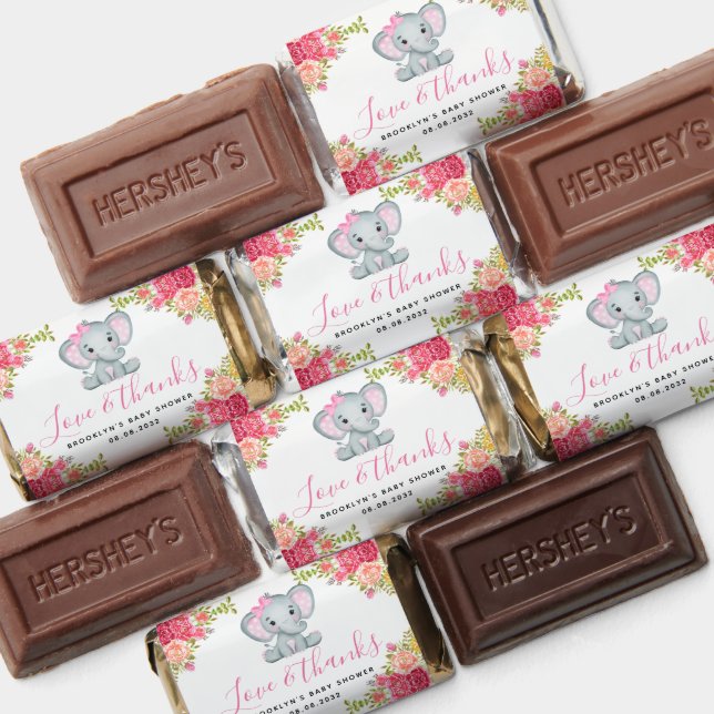 Floral Elephant Baby Shower Candy Bar Favor (Assorted)