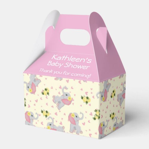 Floral Elephant Baby Shower Custom Photo Thank you Favor Boxes