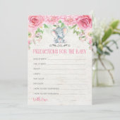 Floral Elephant Baby Shower Game Predictions Card (Standing Front)