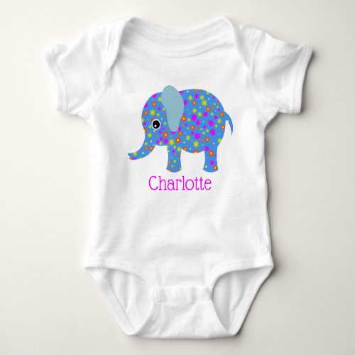 Floral Elephant Baby Sleeper Baby Bodysuit