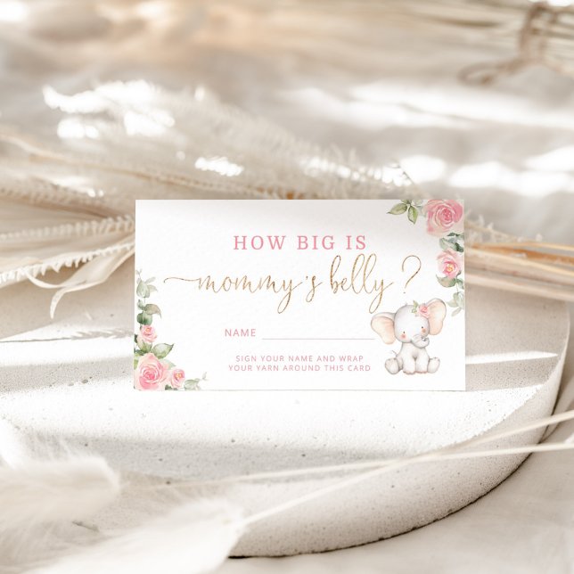 Floral elephant how big is mommy's belly enclosure card (Creator Uploaded)