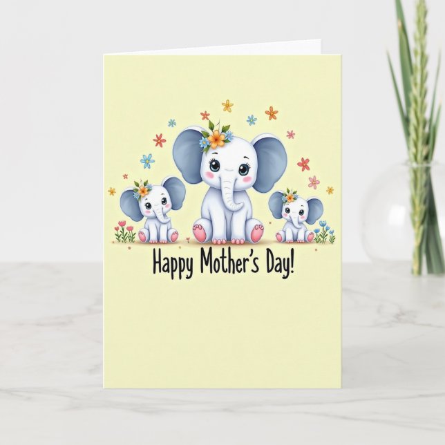 Floral Elephant Mothers Day Card (Front)