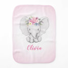 Floral Elephant Personalized Girl Baby Burp Cloth Floral Elephant Personalized Girl Baby Burp Cloth