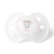 Floral Elephant Personalized Girl Baby Pacifier Floral Elephant Personalized Girl Baby Pacifier