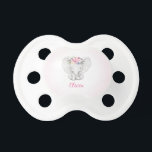 Floral Elephant Personalized Girl Baby Pacifier<br><div class="desc">Custom elephant girl baby pacifier. A sweet elephant illustration with colorful flowers on her head.</div>