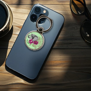 Floral Elephant Pink Lotus Henna Mandala Green Phone Ring Stand
