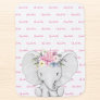 Floral Elephant Pink Personalized Girl Name Baby Blanket