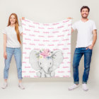 Floral Elephant Pink Personalized Girl Name