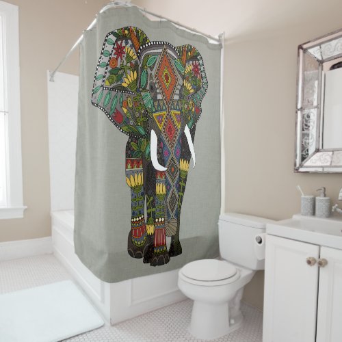 floral elephant stone shower curtain