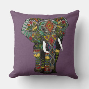 floral elephant violet throw pillow