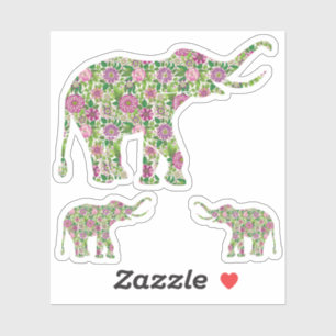 Floral elephants Illustration Sticker