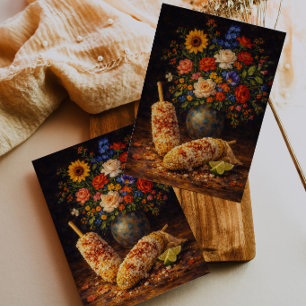 Floral Elote Still Life Art Postcard