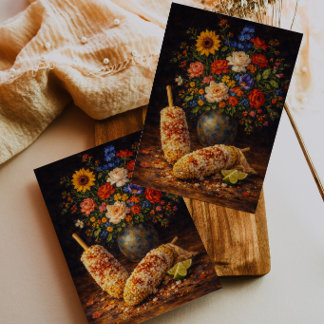 Floral Elote Still Life Art Postcard