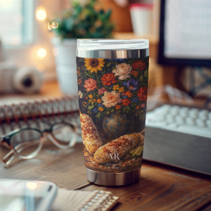 Floral Elote Still Life Monogram Insulated Tumbler