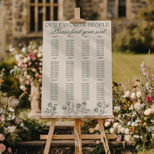 Floral Emarald Green Boho Wedding Seating Charts Foam Board