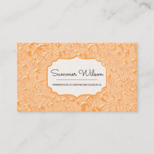 Floral Embossed Peach Color Business Card
