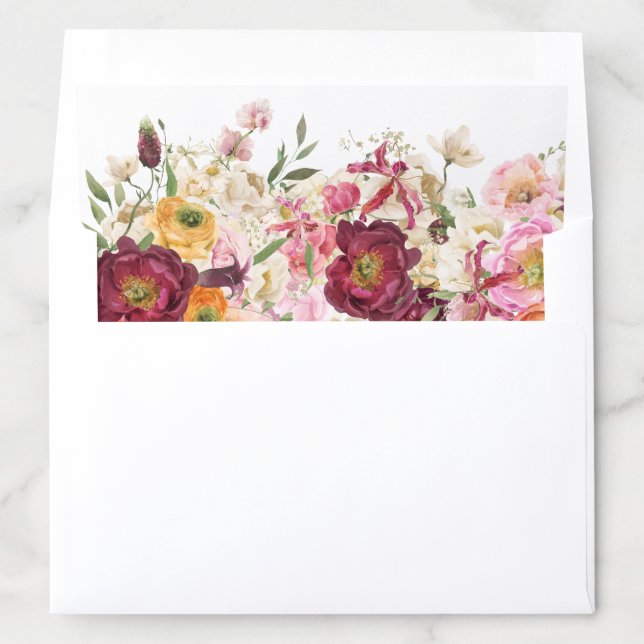 FLORAL Embrace Matrimony Envelope Liner (In Envelope)