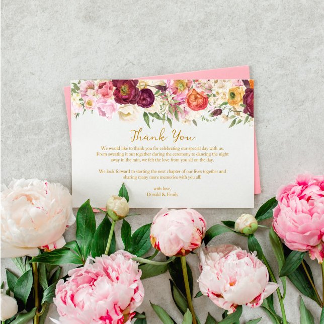 FLORAL Embrace Matrimony Wedding Thank You Card (Creator Uploaded)