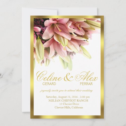 Floral Embrace Pink Calla Lilies Wedding Invitation