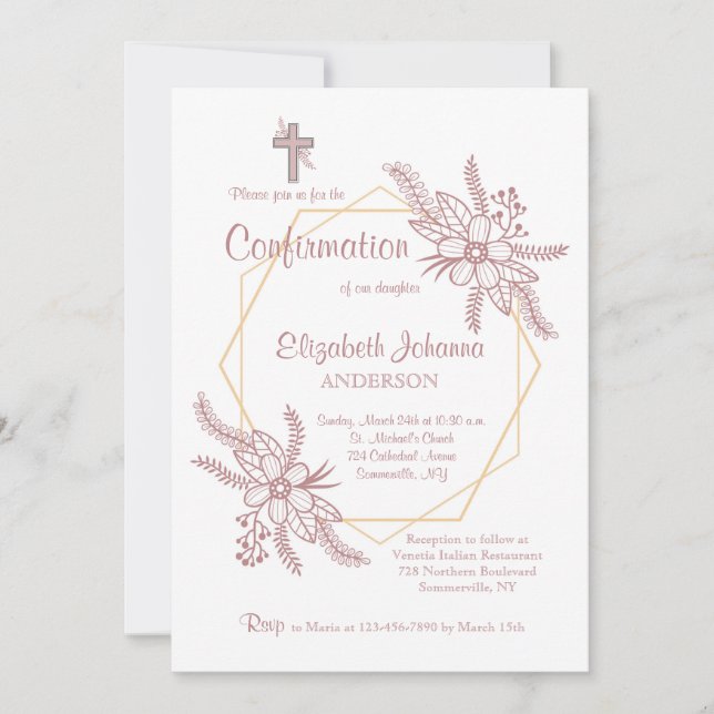 Floral Embrace Religious Invitation (Front)