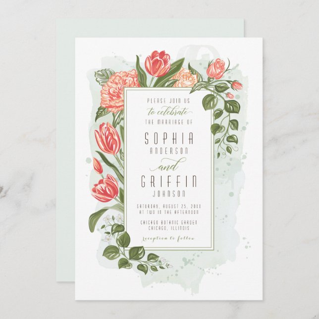 Floral Embrace Wedding Invitation (Front/Back)