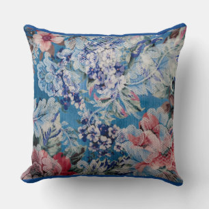 Floral Embroidered Pattern Colorful Flowers  Throw Pillow