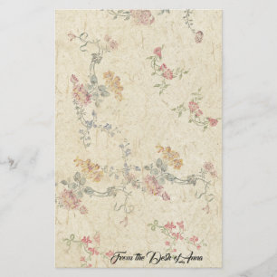 Floral Embroidery Faux Handmade Paper Stationery