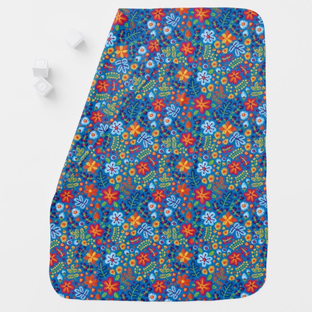 Floral Embroidery Pattern Baby Blanket (In Situ)