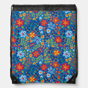Floral Embroidery Pattern Drawstring Bag