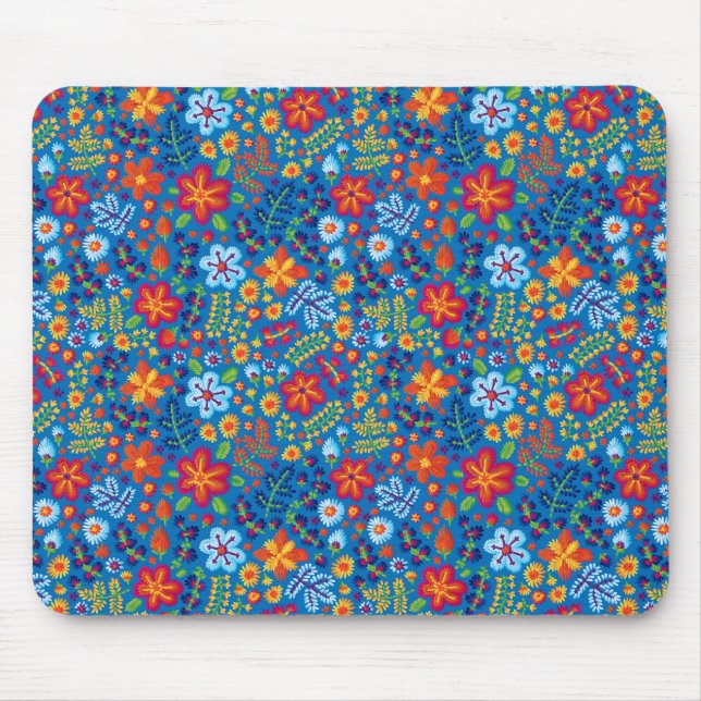Floral Embroidery Pattern Mouse Pad (Front)