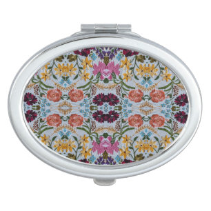 Floral Embroidery Pattern with Beautiful Flowers Compact Mirror