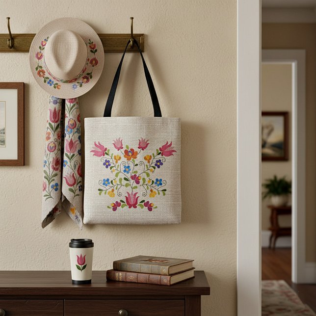 Floral embroidery  tote bag (Creator Uploaded)