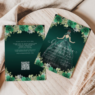 Emerald Green Quinceañera Invitations - Enchanted Forest