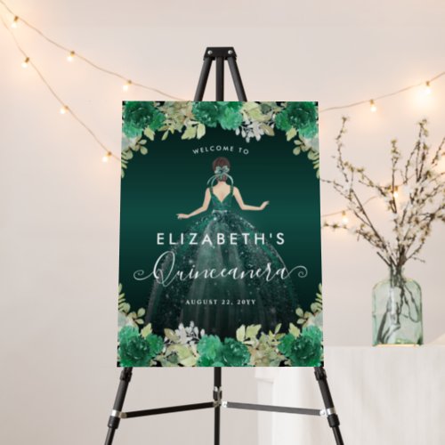 Floral Emerald Green Dress Birthday Quinceanera Foam Board