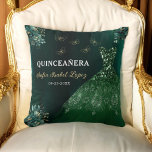 Floral Emerald Green Princess Quinceanera Throw Pillow<br><div class="desc">Add a touch of elegance to your celebration with the Floral Emerald Green Princess Quinceañera Throw Pillow. This beautiful decorative piece features a rich emerald green backdrop adorned with delicate floral accents, perfectly capturing the charm and sophistication of a princess-themed quinceañera. Ideal for enhancing your event décor or as a...</div>