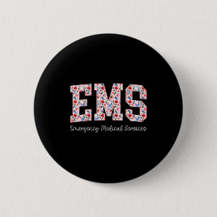 Floral Ems Emergency Medical Services Emt Wildflow Button