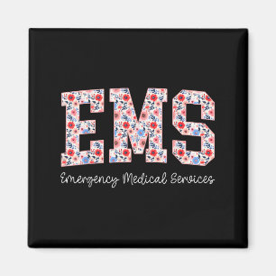 Floral Ems Emergency Medical Services Emt Wildflow Magnet