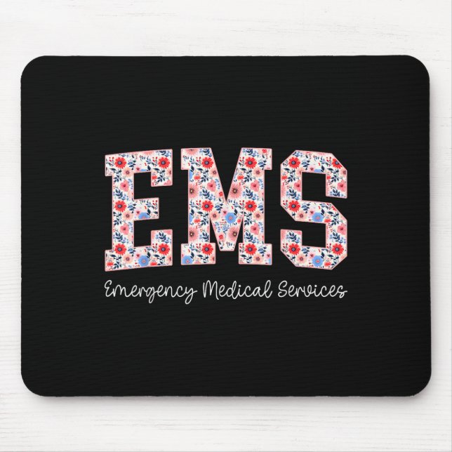 Floral Ems Emergency Medical Services Emt Wildflow Mouse Pad (Front)