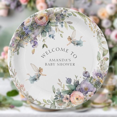 Floral Enchanted Fairy Tea Party Baby Girl Shower Paper Plates