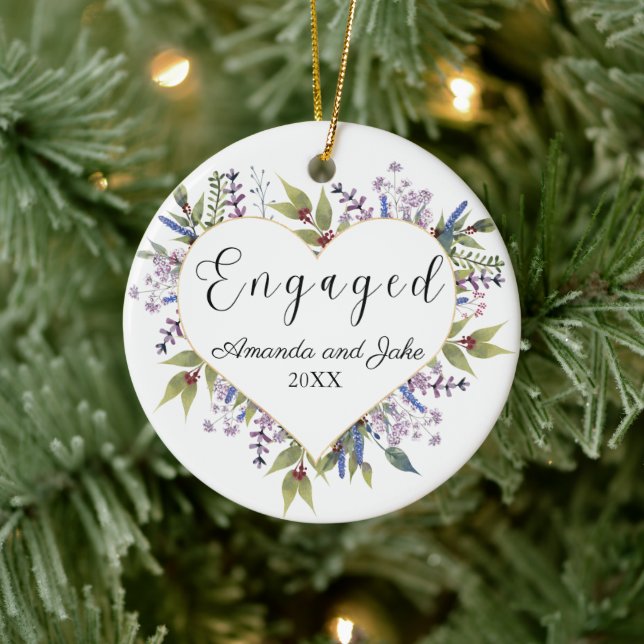 Floral Engaged  Ceramic Ornament (Tree)